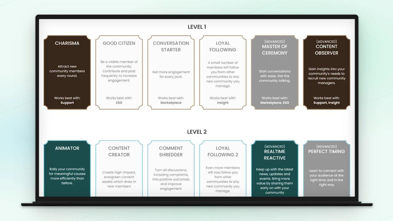 A view of the skills within the Simbound Community simulation